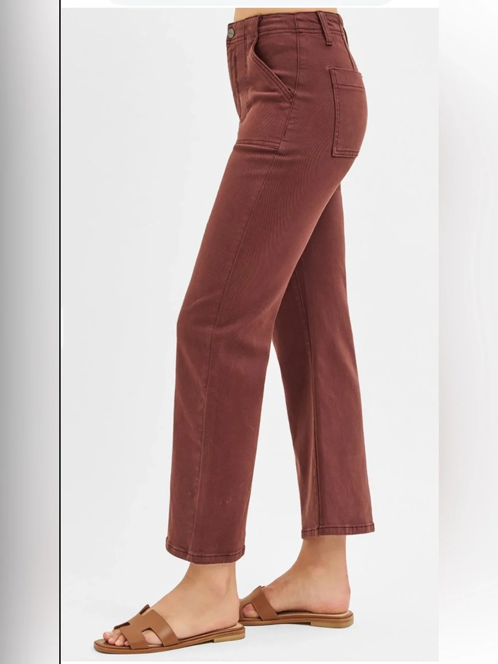 55 1X -3X Risen plus HIGH RISE ANKLE FLARE PATCH POCKET JEANS